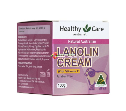 Kem dưỡng da nhau thai cừu & Vitamin E Healthy Care Natural Lanolin & Vitamin E Cream 100g